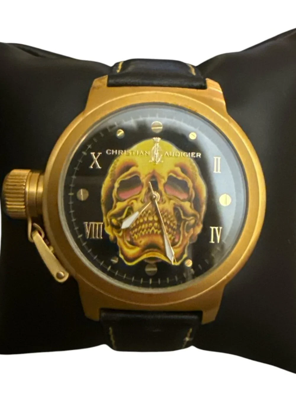 Christian Audigier ETE-103 Gold Death Skull Tattoo Dial Quartz Watch